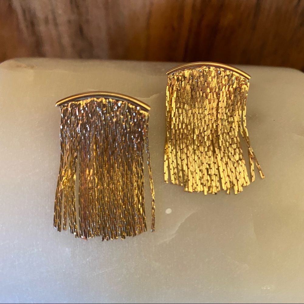 A  New Day Gold Waterfall Chain Herringbone Fringe Earrings NWT - Picture 12 of 12
